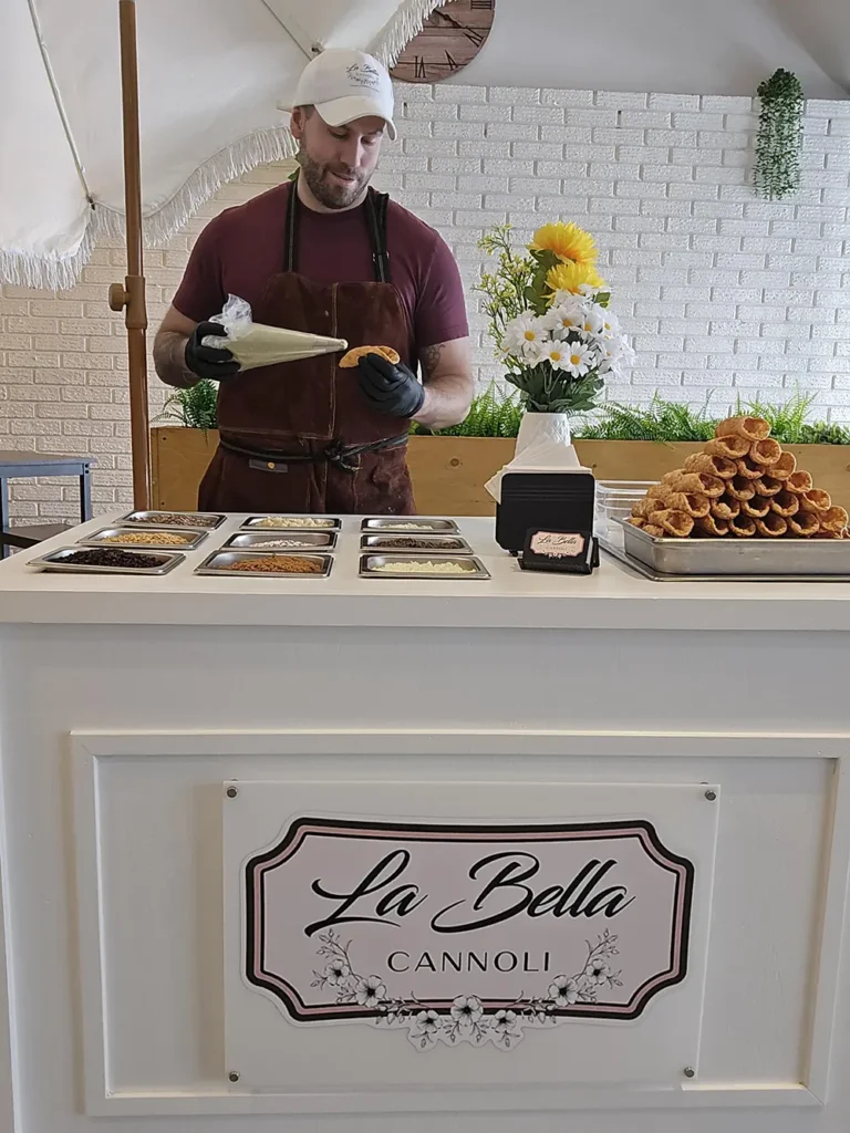 Authentic Sicilian Cannoli Station for weddings, corporate events, and private celebrations in Montreal and Laval by La Bella Cannoli.